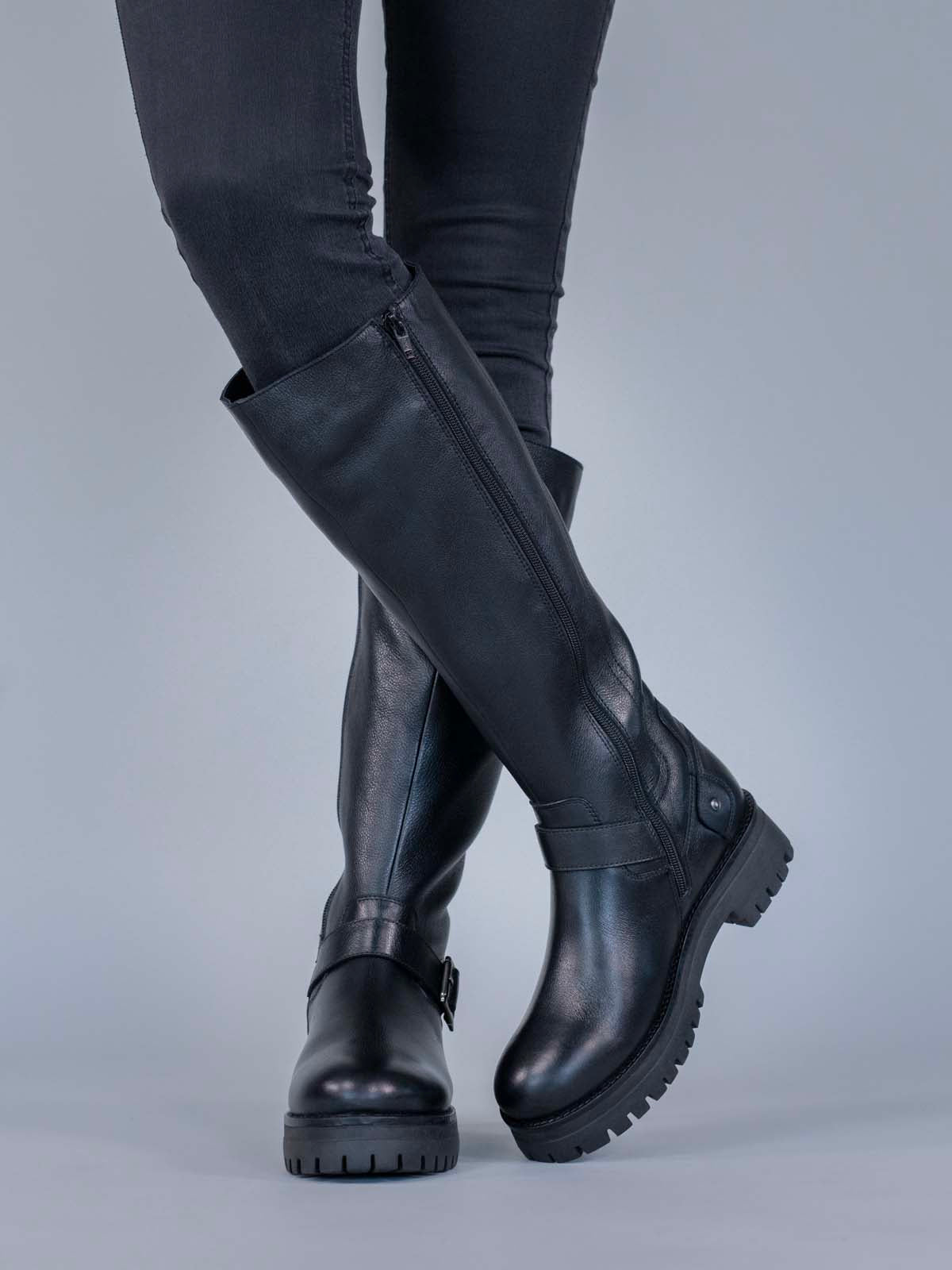 Bota Cuero Mujer Londa Negro Hush Puppies