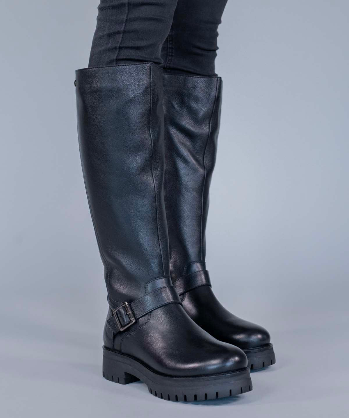 Bota Cuero Mujer Londa Negro Hush Puppies