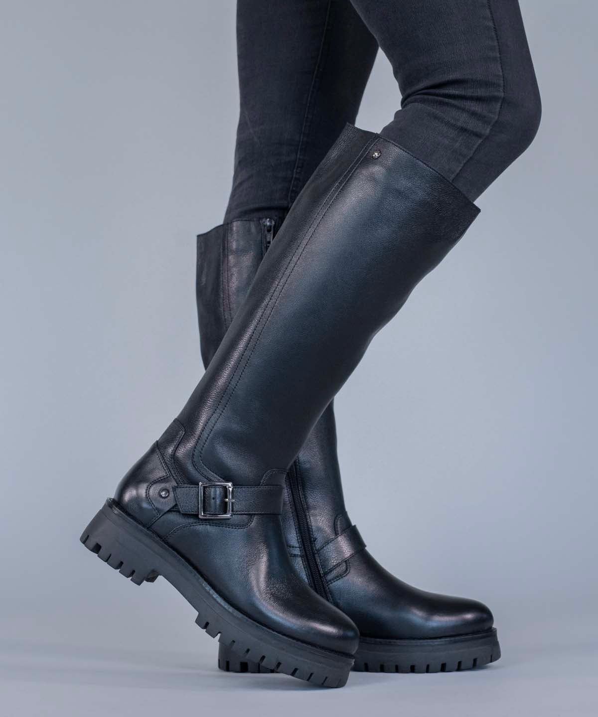 Bota Cuero Mujer Londa Negro Hush Puppies