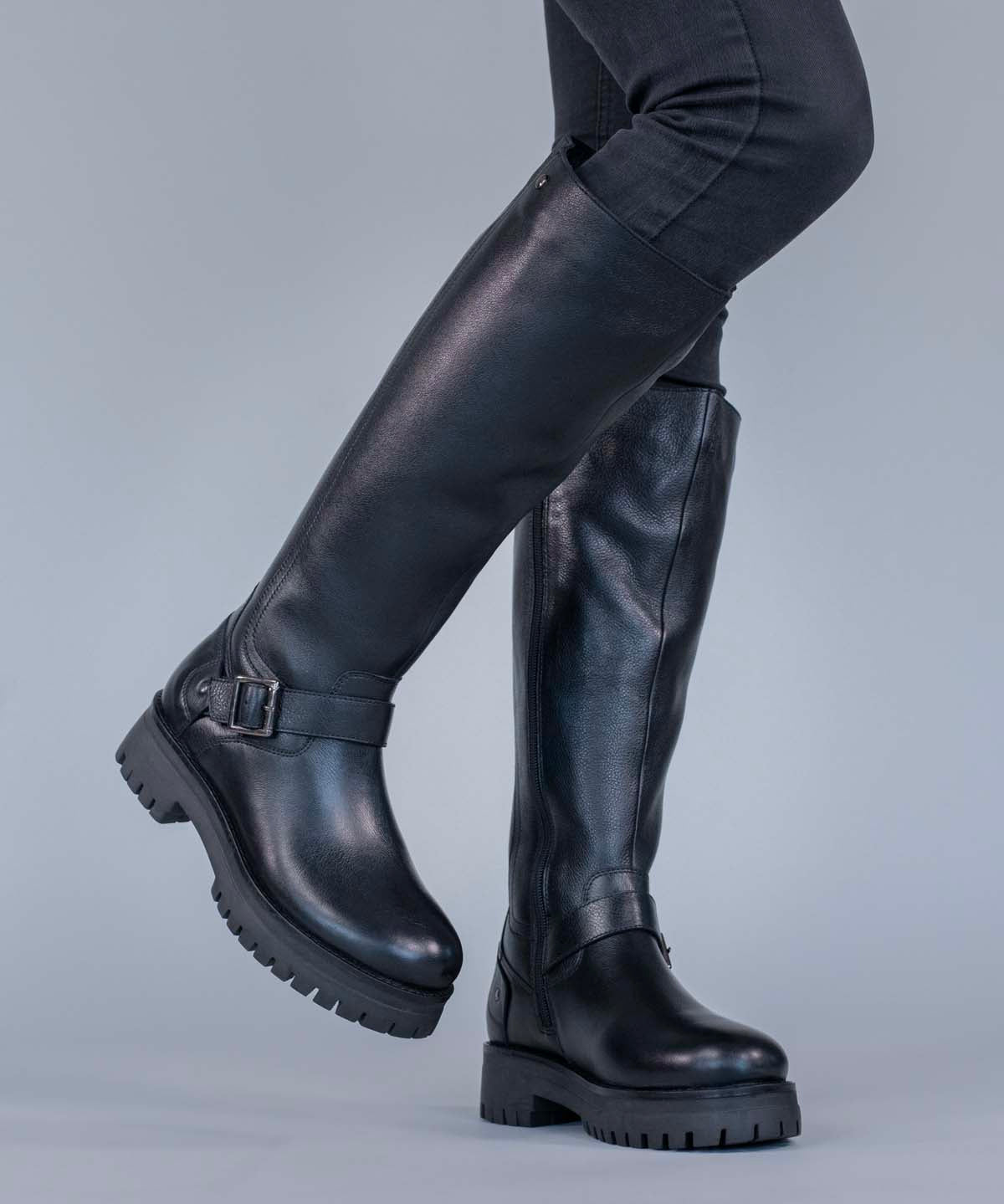 Bota Cuero Mujer Londa Negro Hush Puppies