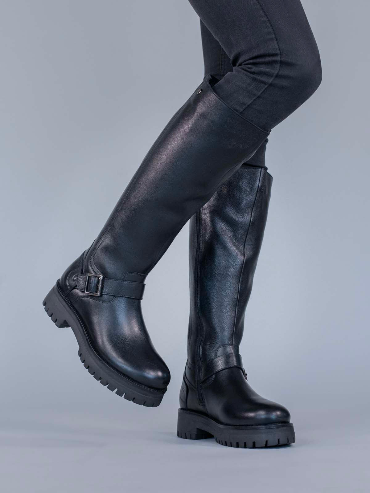 Bota Cuero Mujer Londa Negro Hush Puppies