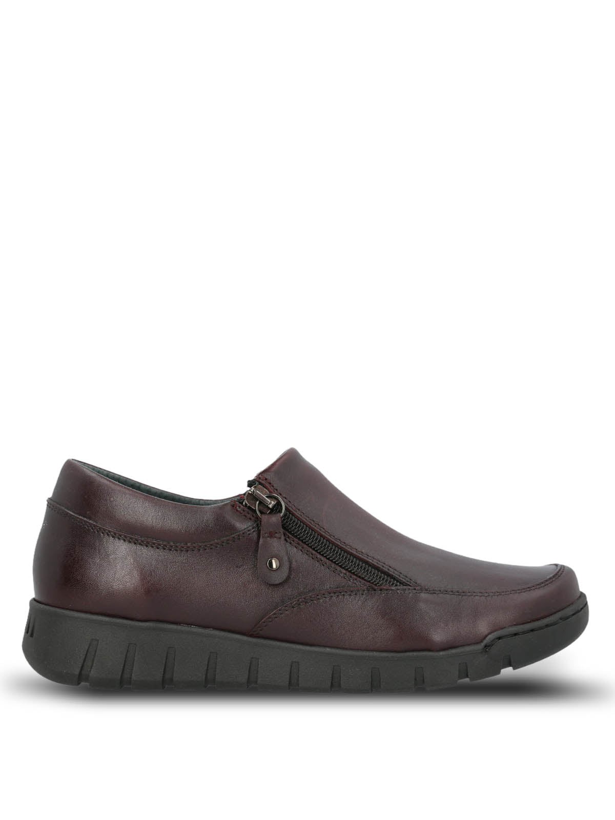Zapato Cuero Mujer Henry Burdeo Hush Puppies
