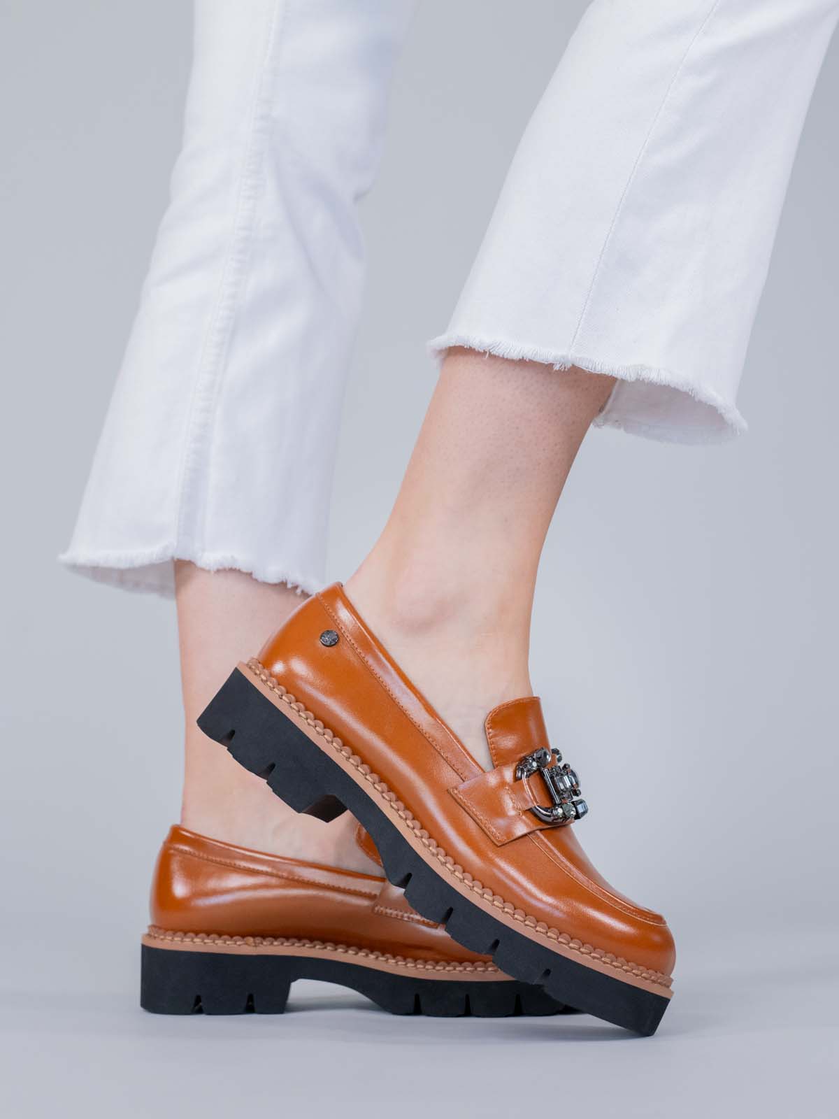 Mocasin Cuero Mujer Salone Café Hush Puppies