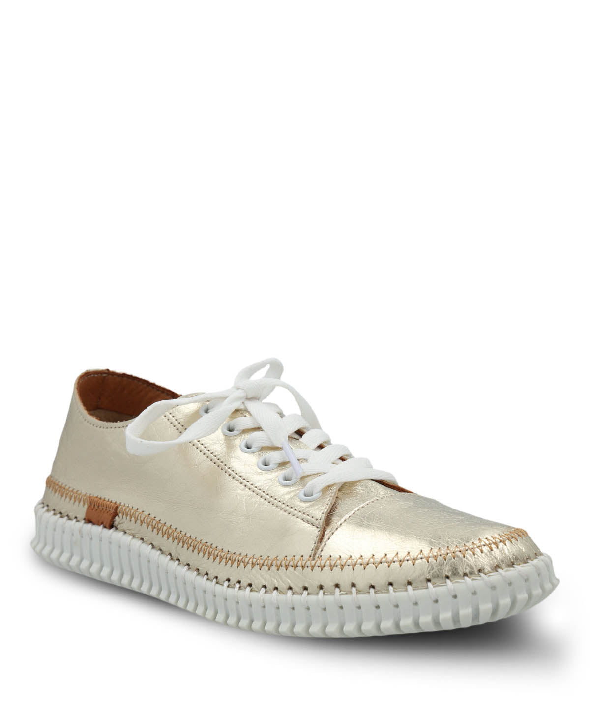 Zapatilla Mujer Cuero Petals Metalizada