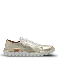 Zapatilla Mujer Cuero Petals Metalizada