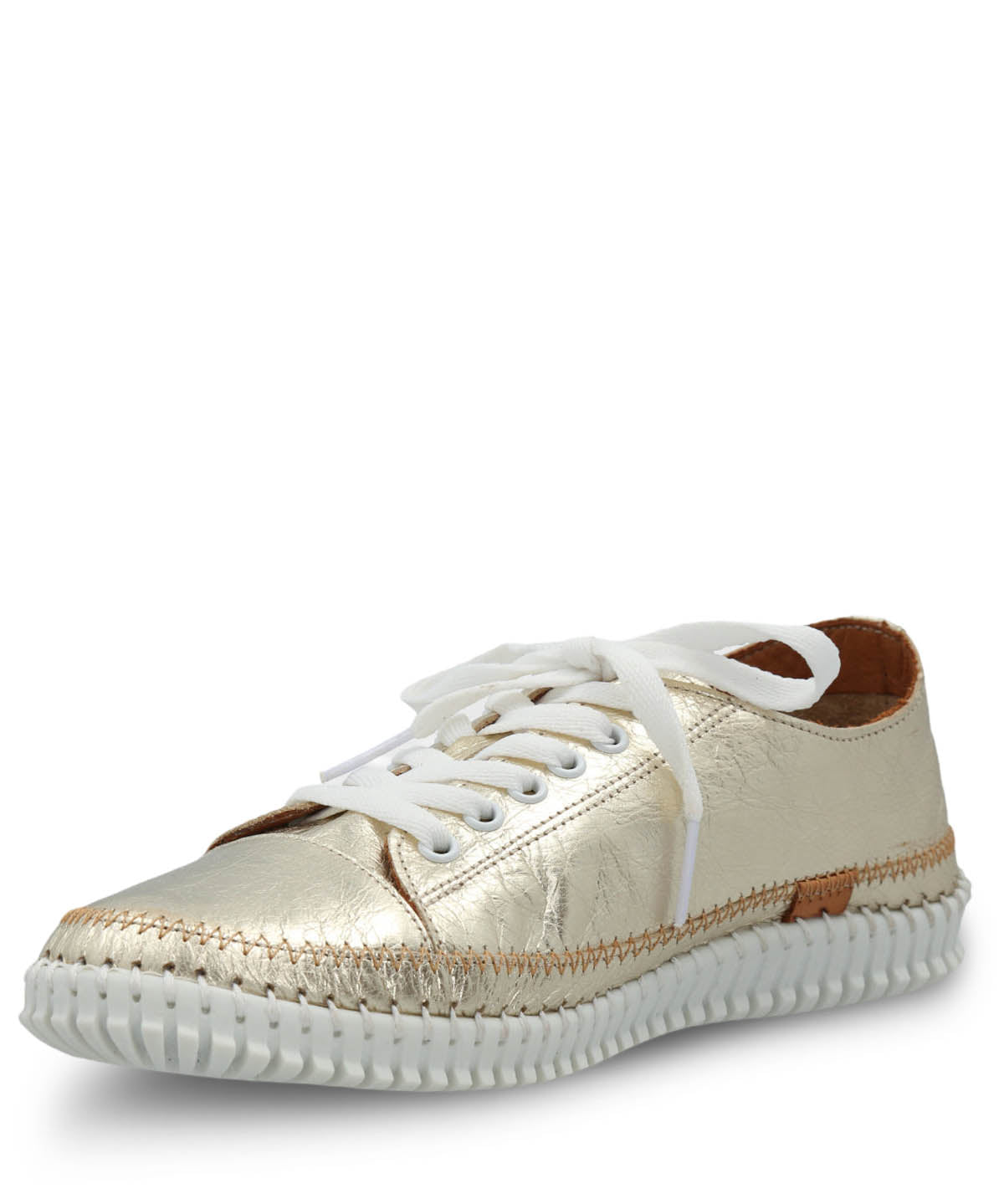 Zapatilla Mujer Cuero Petals Metalizada