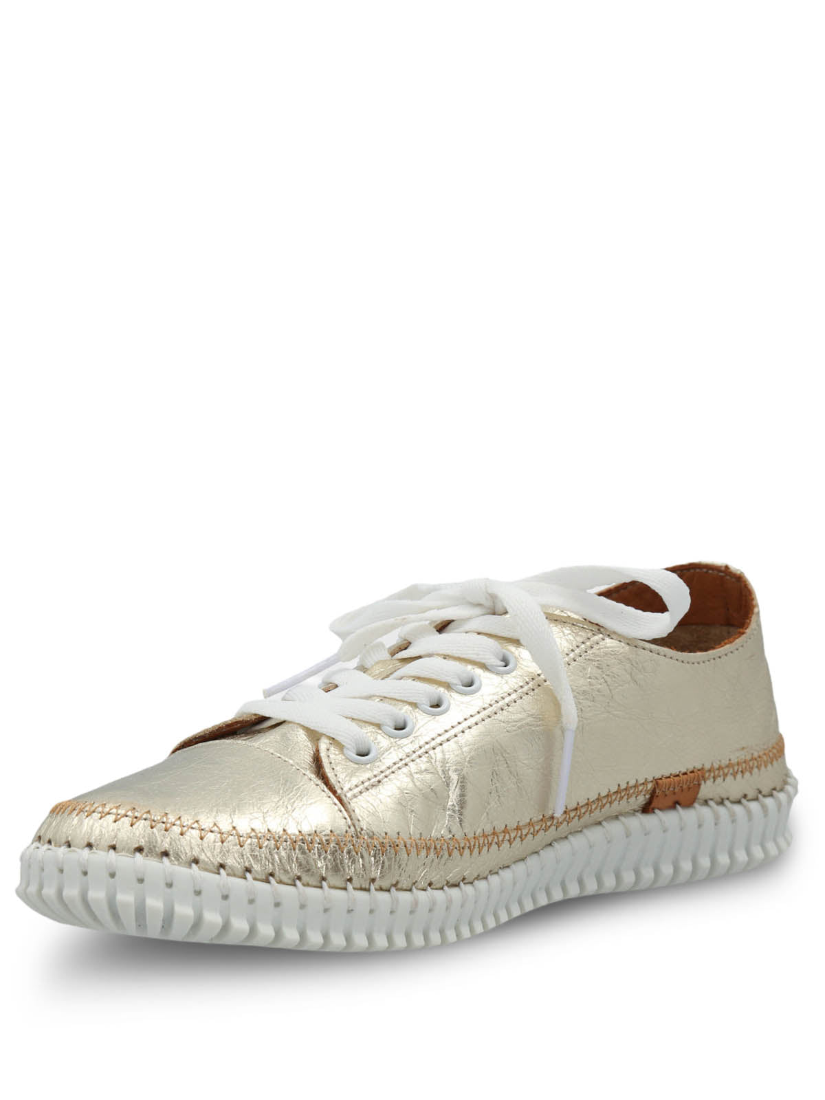 Zapatilla Mujer Cuero Petals Metalizada