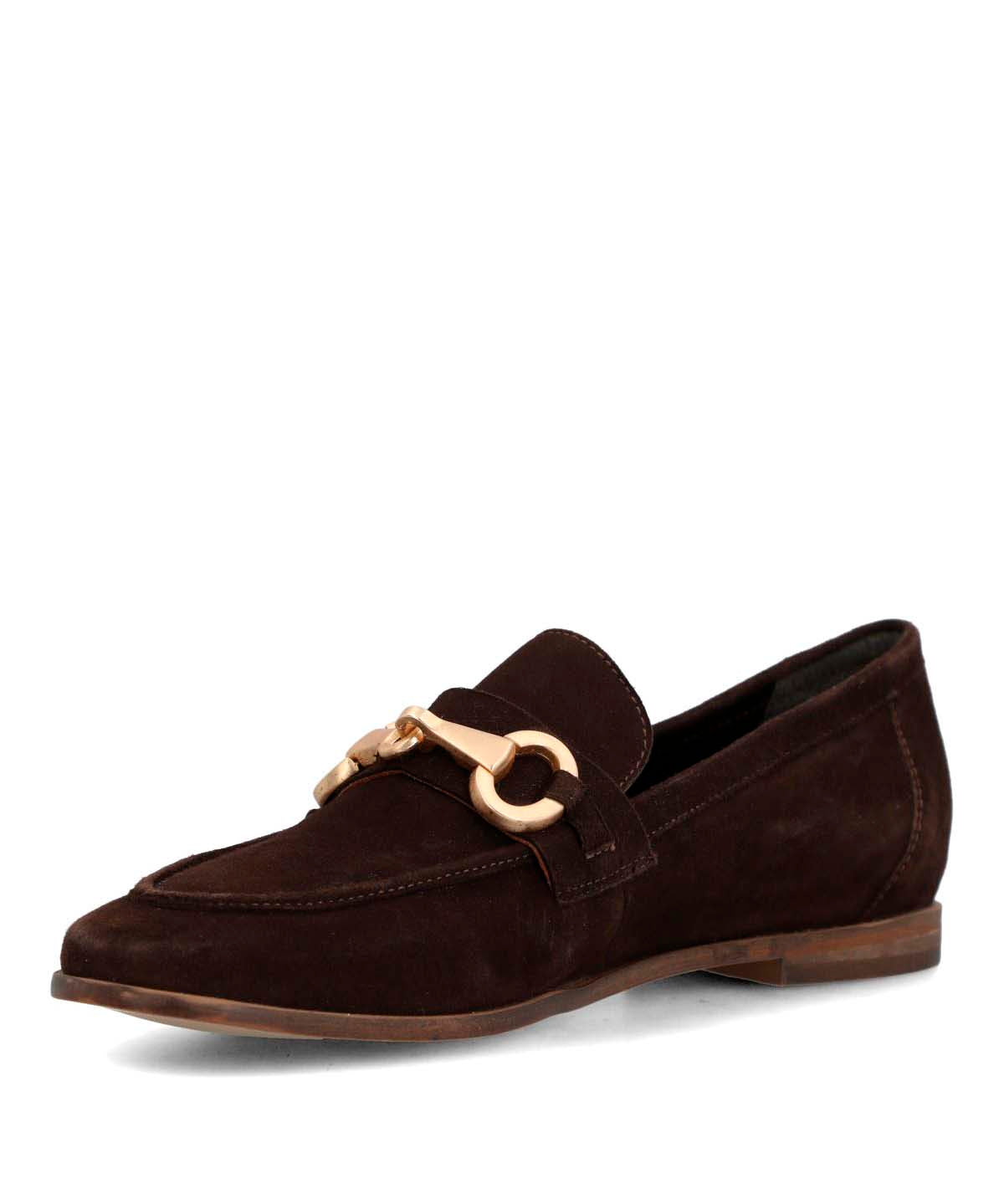 Mocasin Cuero Mujer Poplin Café Hush Puppies