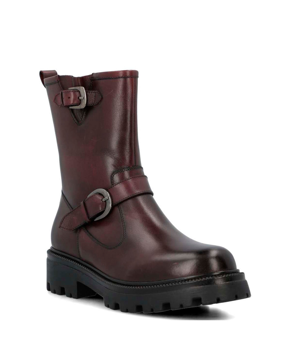 Botin Cuero Mujer Bunda Burdeo