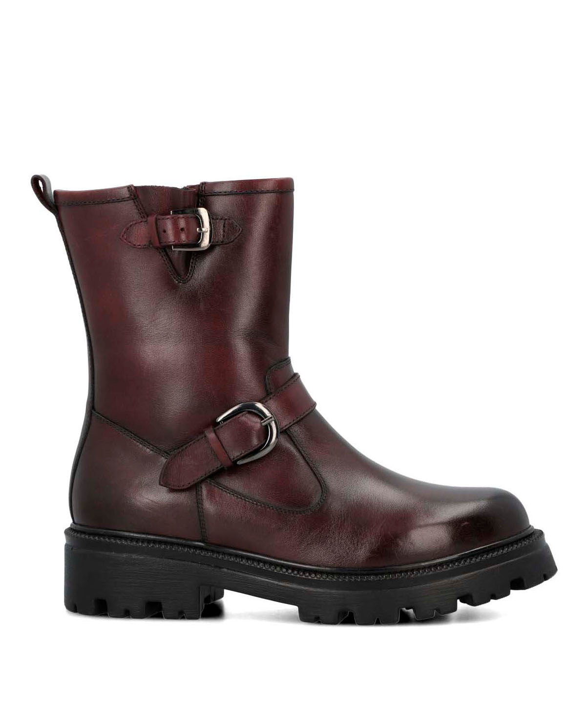 Botin Cuero Mujer Bunda Burdeo
