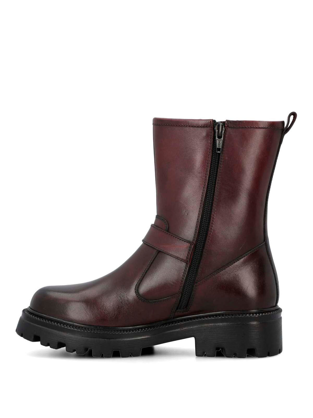 Botin Cuero Mujer Bunda Burdeo