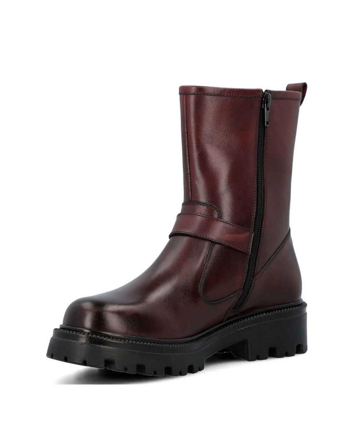 Botin Cuero Mujer Bunda Burdeo