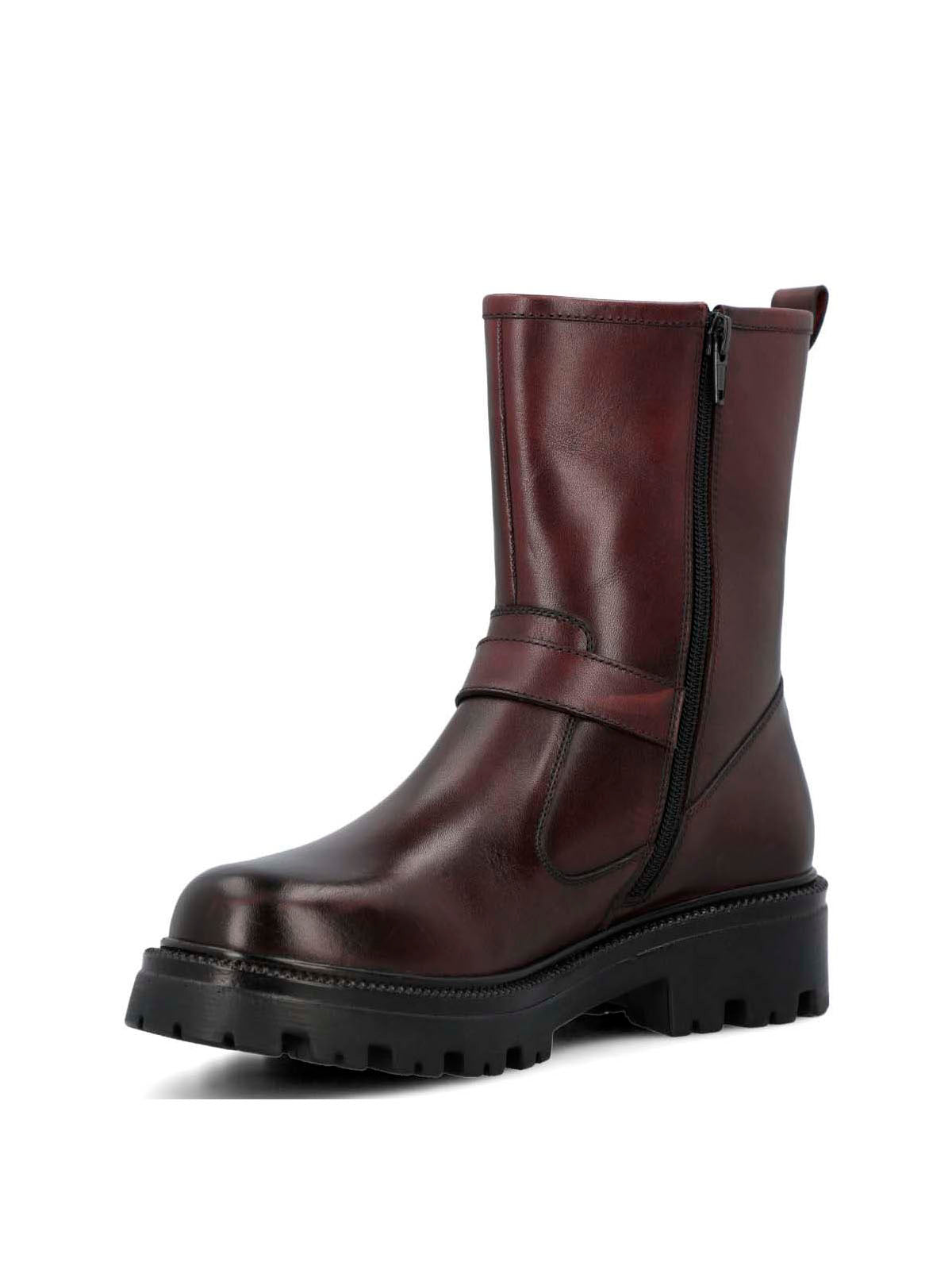 Botin Cuero Mujer Bunda Burdeo