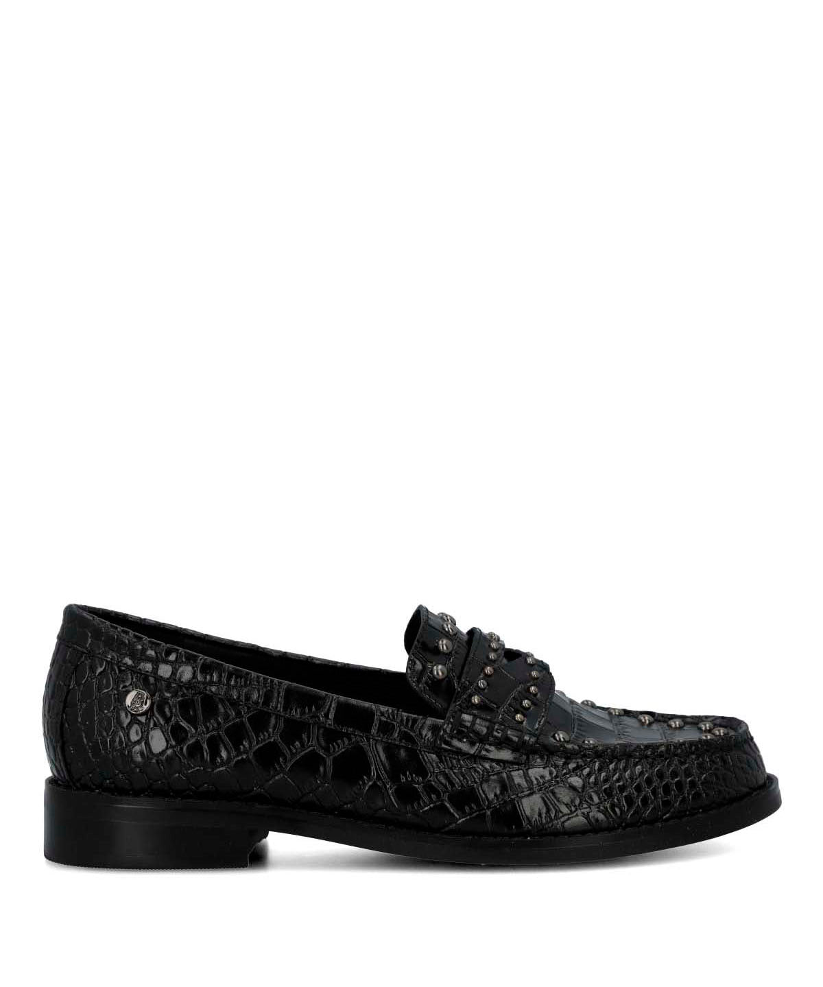 Mocasin Cuero Mujer Crota Negro