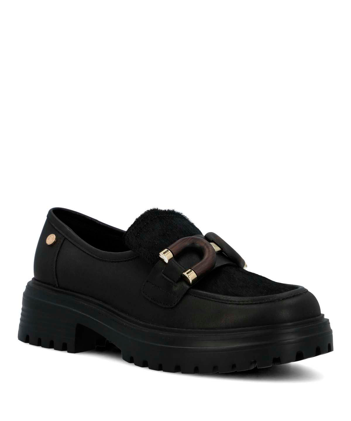 Mocasin Cuero Mujer Botana Negro