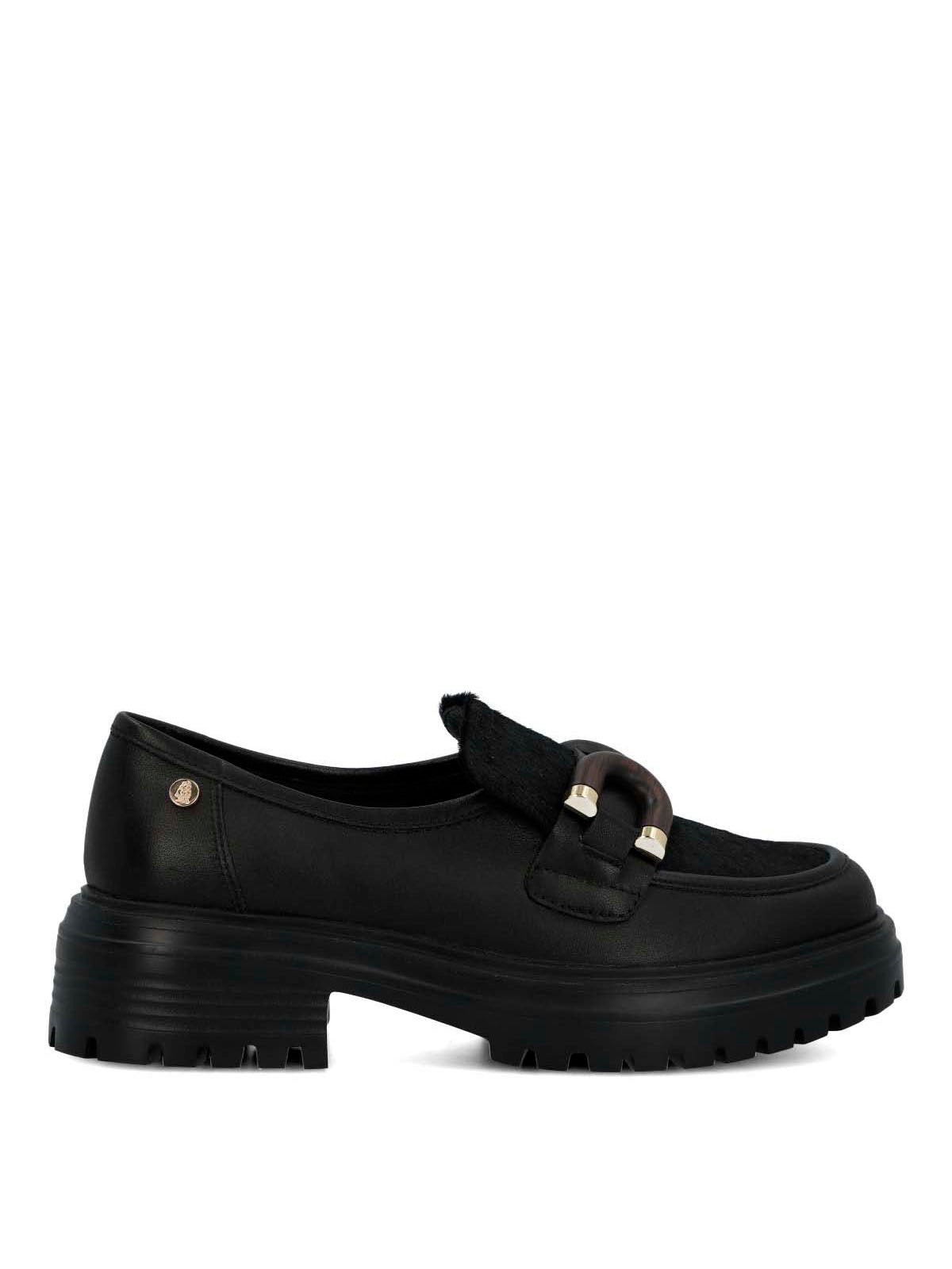 Mocasin Cuero Mujer Botana Negro