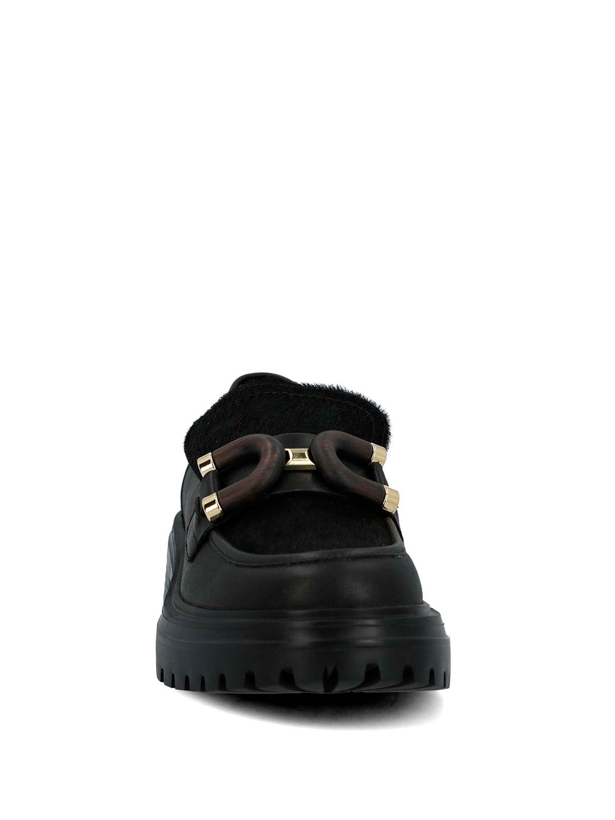 Mocasin Cuero Mujer Botana Negro
