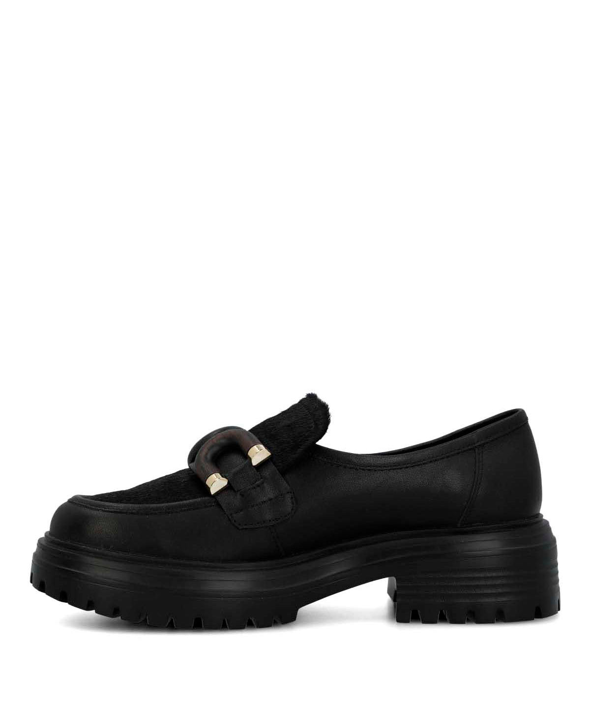 Mocasin Cuero Mujer Botana Negro