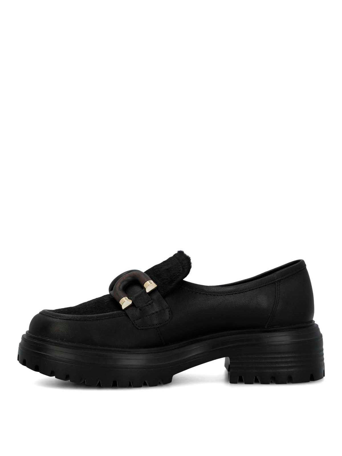 Mocasin Cuero Mujer Botana Negro