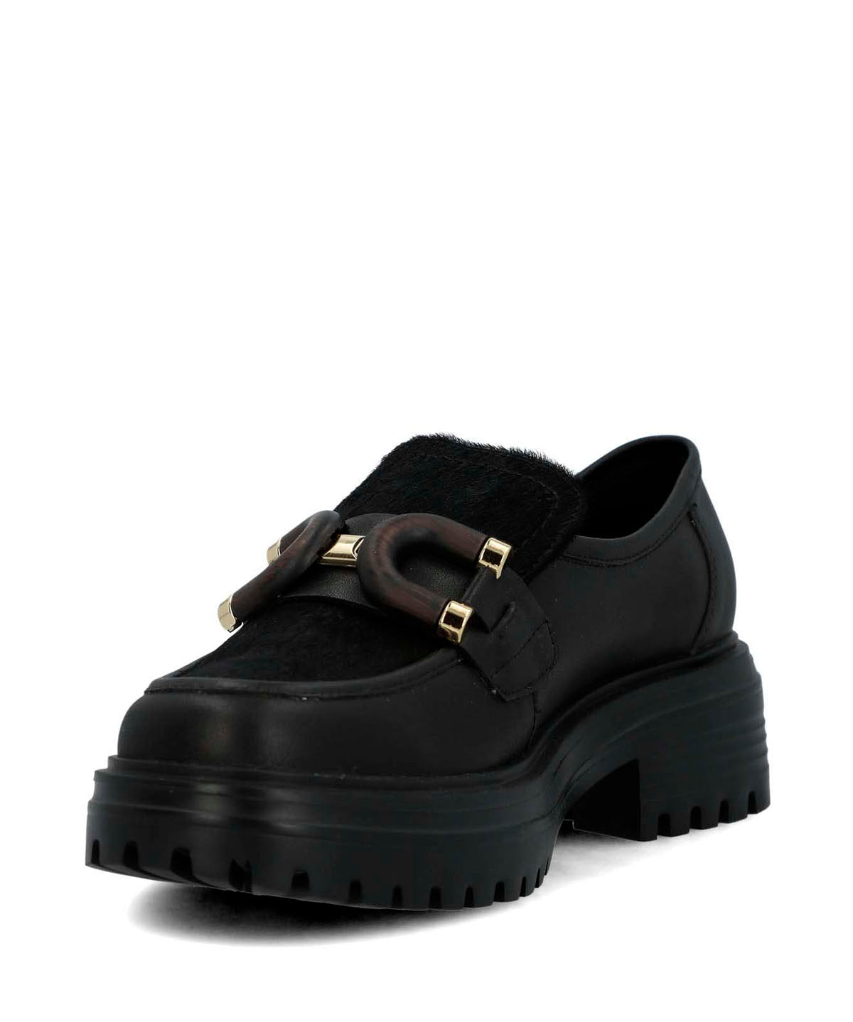 Mocasin Cuero Mujer Botana Negro