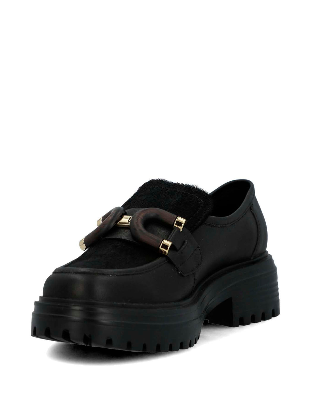 Mocasin Cuero Mujer Botana Negro