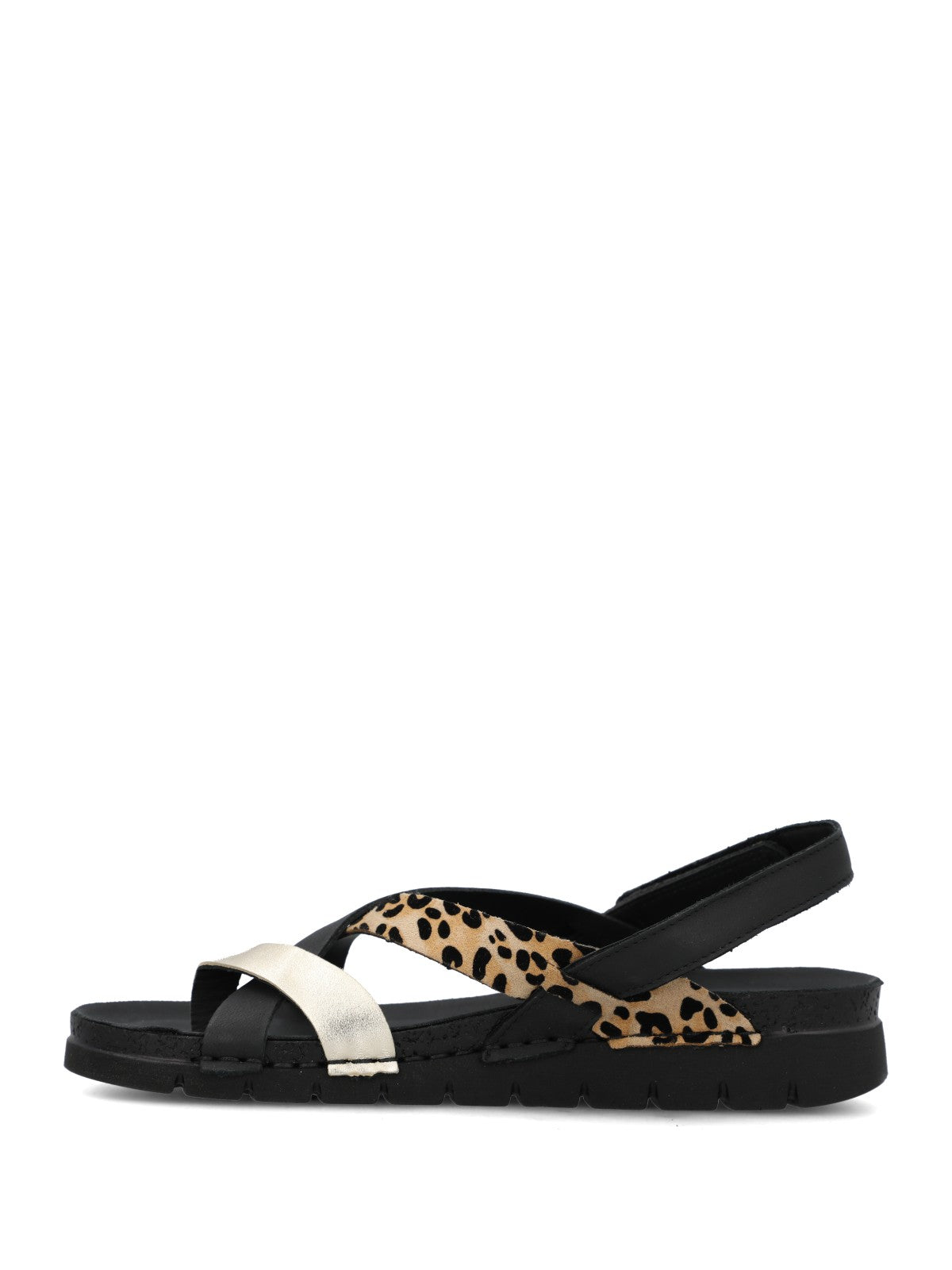 Sandalia Mujer Foria Cuero Negro