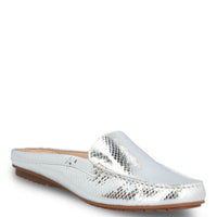 Mocasin Cuero Mujer Metalizado Cabris Gris