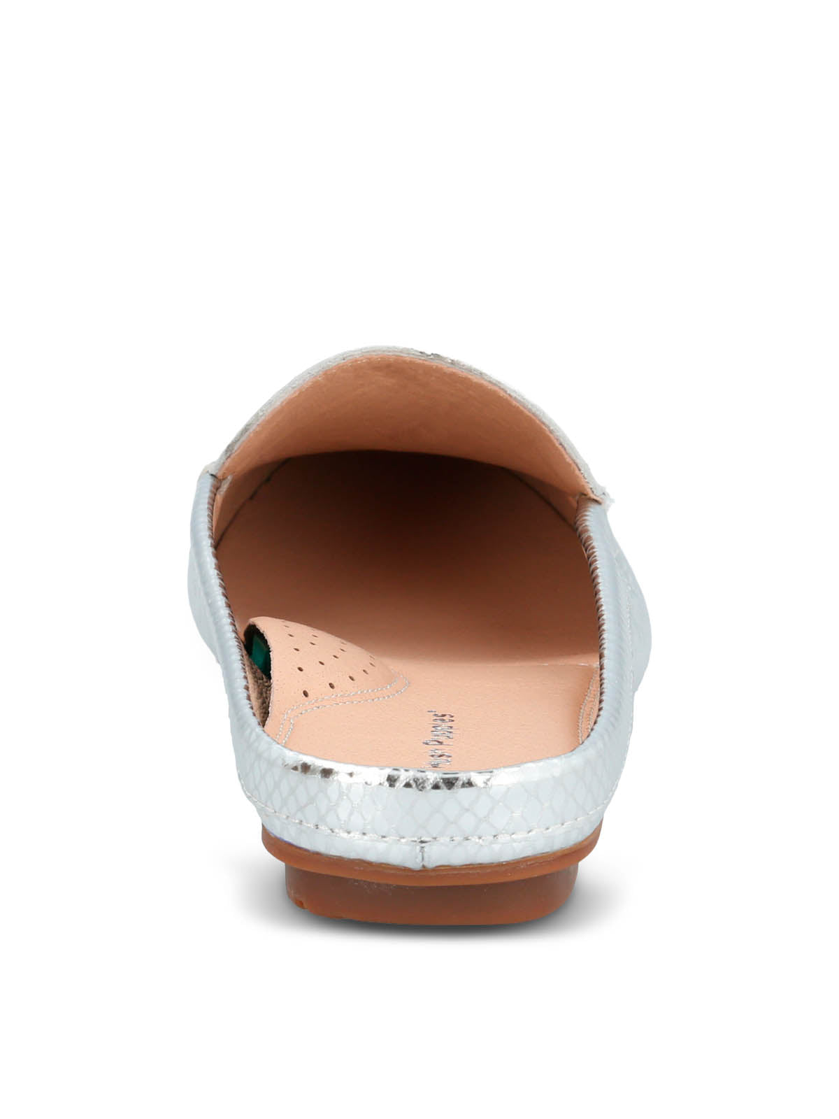 Mocasin Cuero Mujer Metalizado Cabris Gris