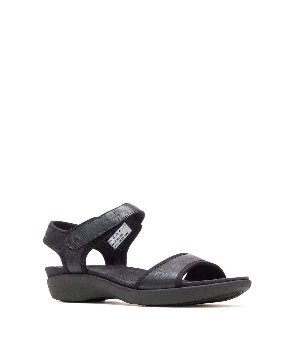 Sandalia Cuero Mujer Dorri Qtr Strap Negro | Hush Puppies