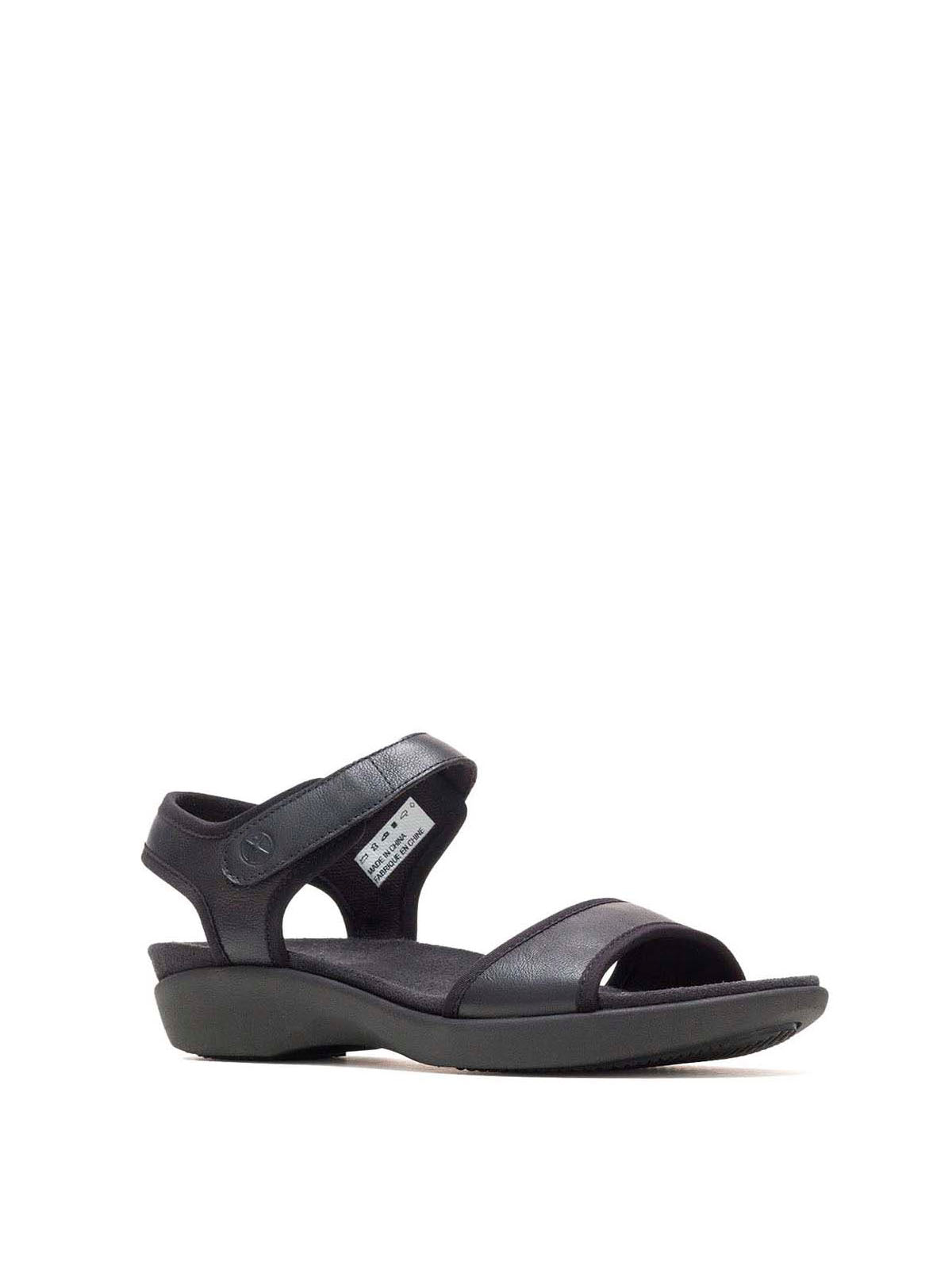 Sandalia Cuero Mujer Dorri Qtr Strap Negro | Hush Puppies