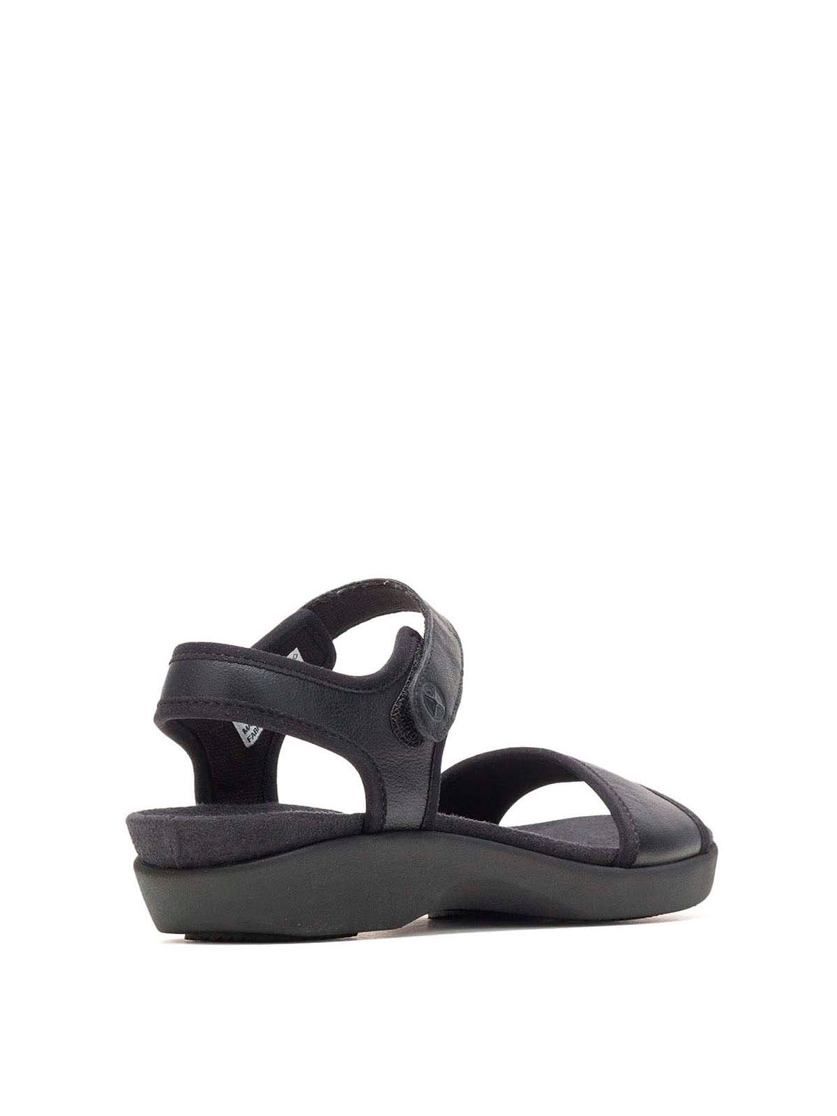 Sandalia Cuero Mujer Dorri Qtr Strap Negro | Hush Puppies