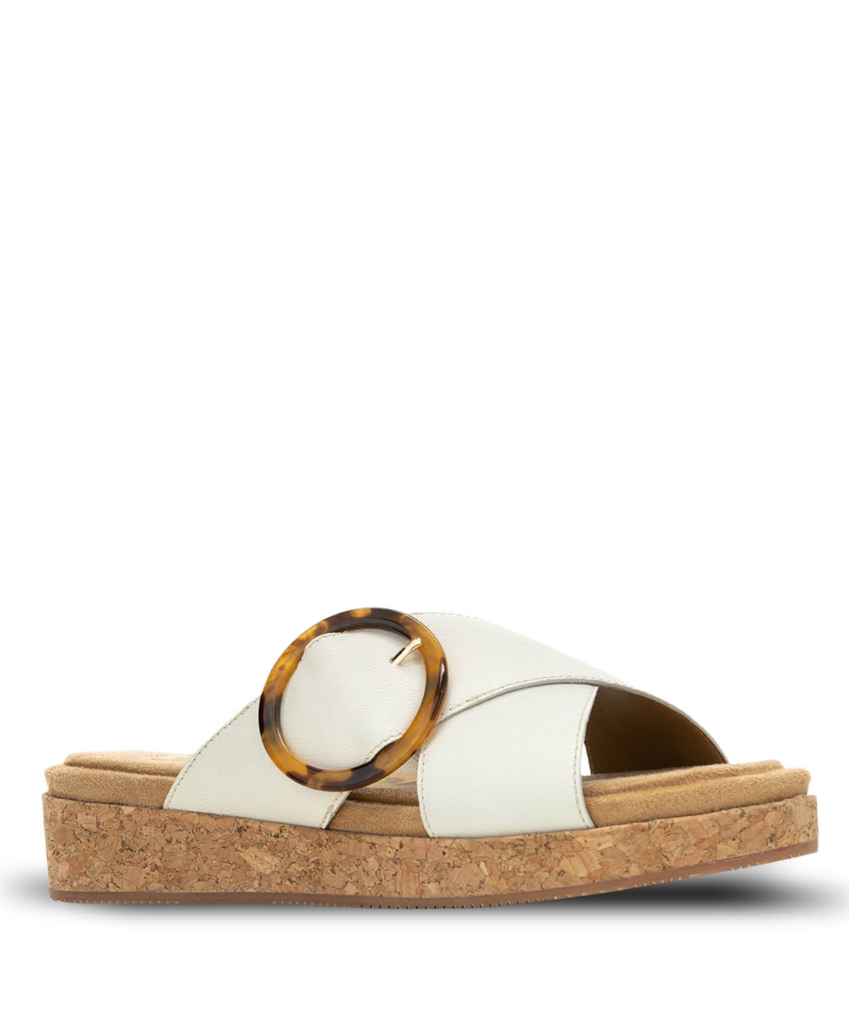 Sandalia Mujer June Buckle Slide Beige