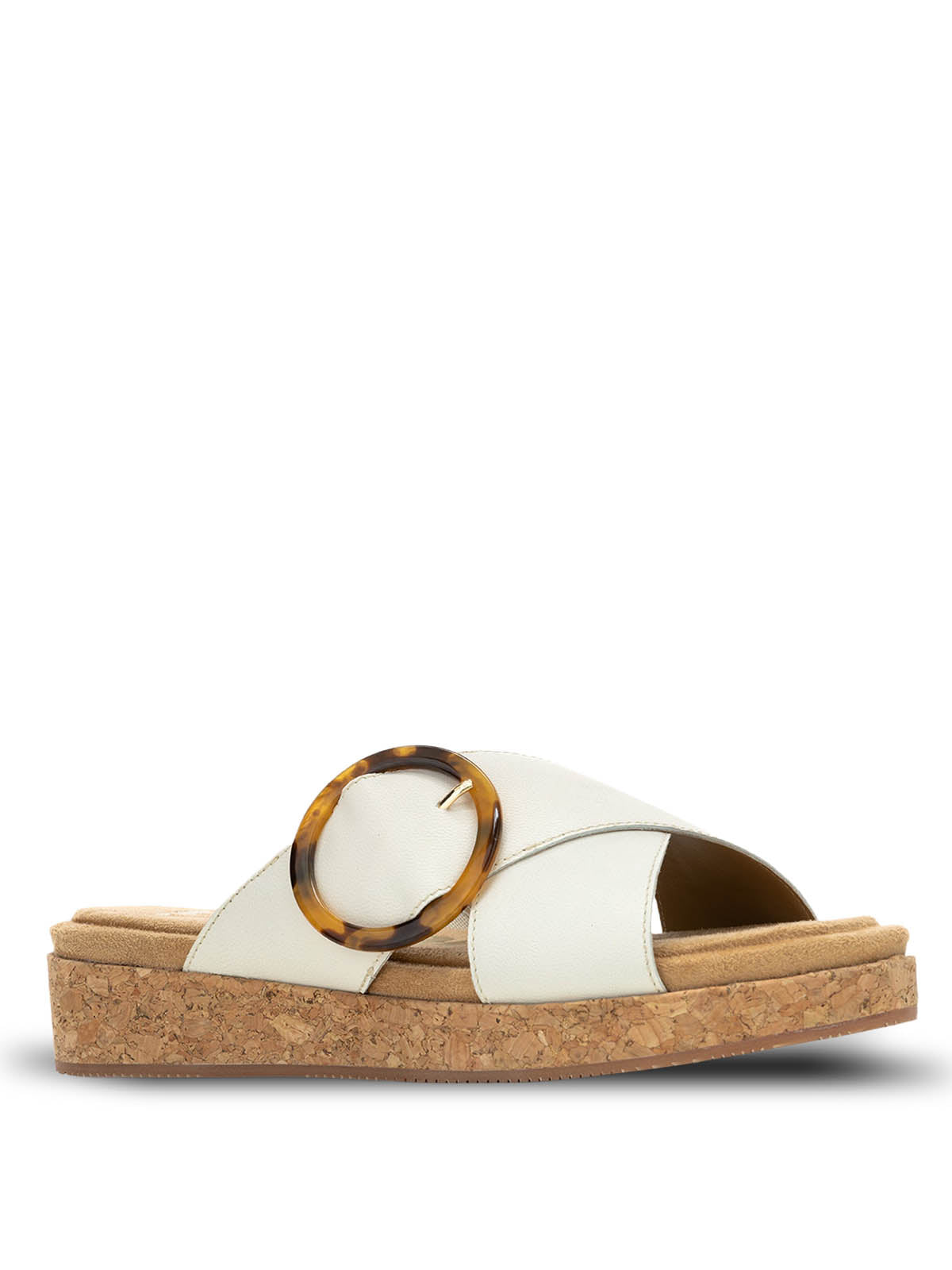Sandalia Mujer June Buckle Slide Beige