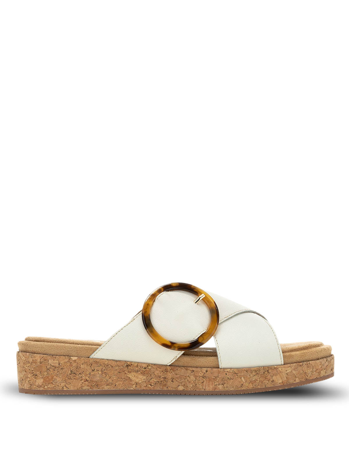 Sandalia Mujer June Buckle Slide Beige