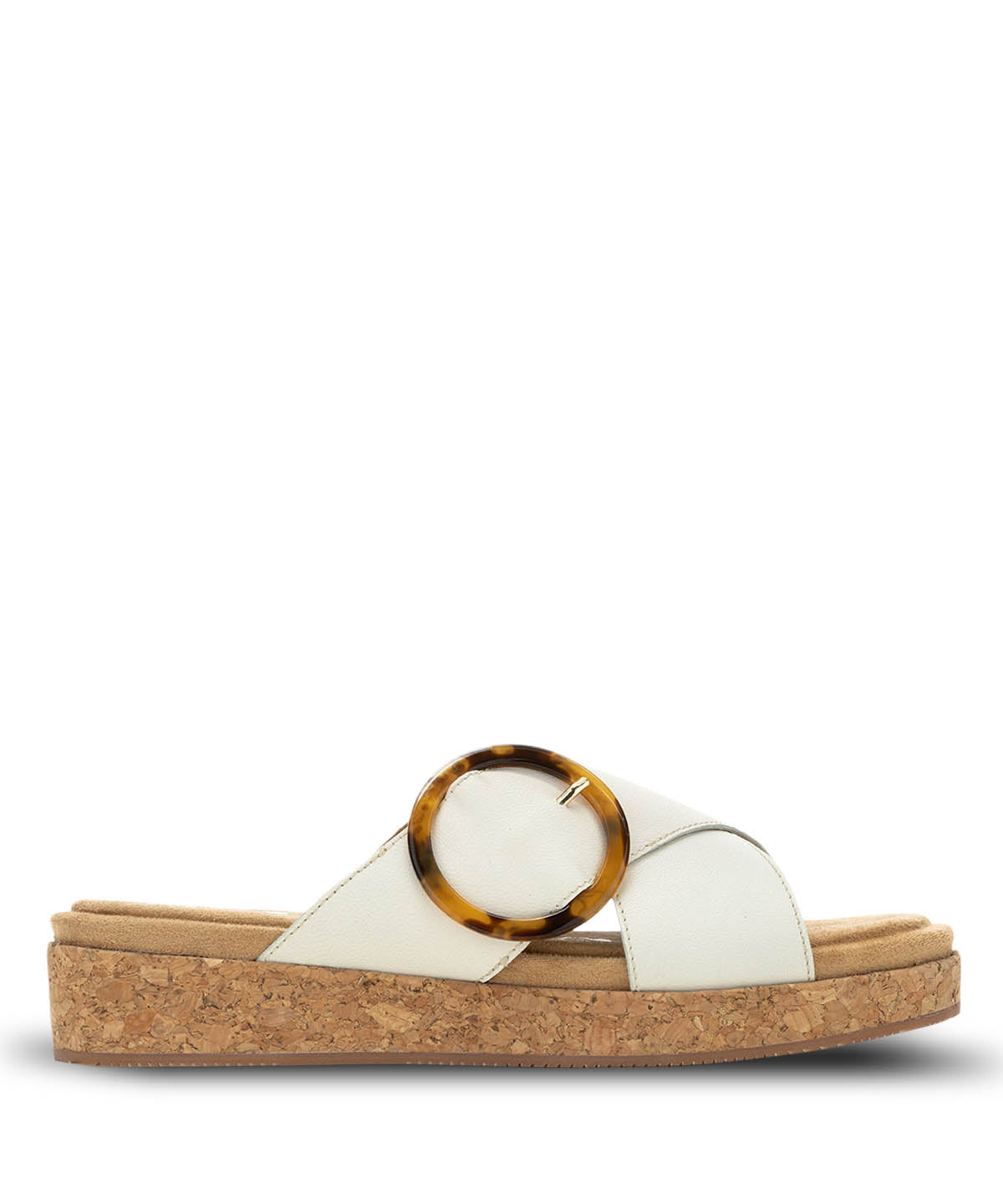 Sandalia Mujer June Buckle Slide Beige