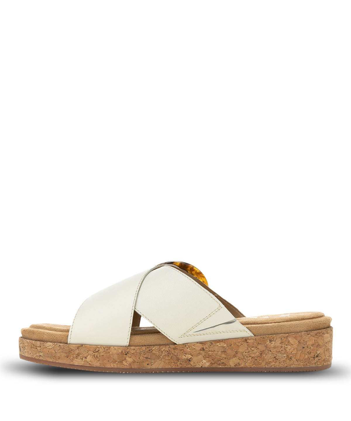 Sandalia Mujer June Buckle Slide Beige