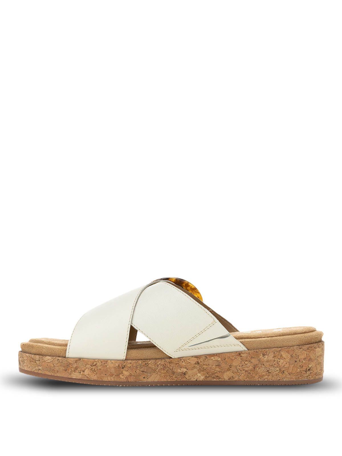 Sandalia Mujer June Buckle Slide Beige