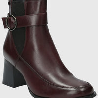 Botin Cuero Mujer Denhall Rojo