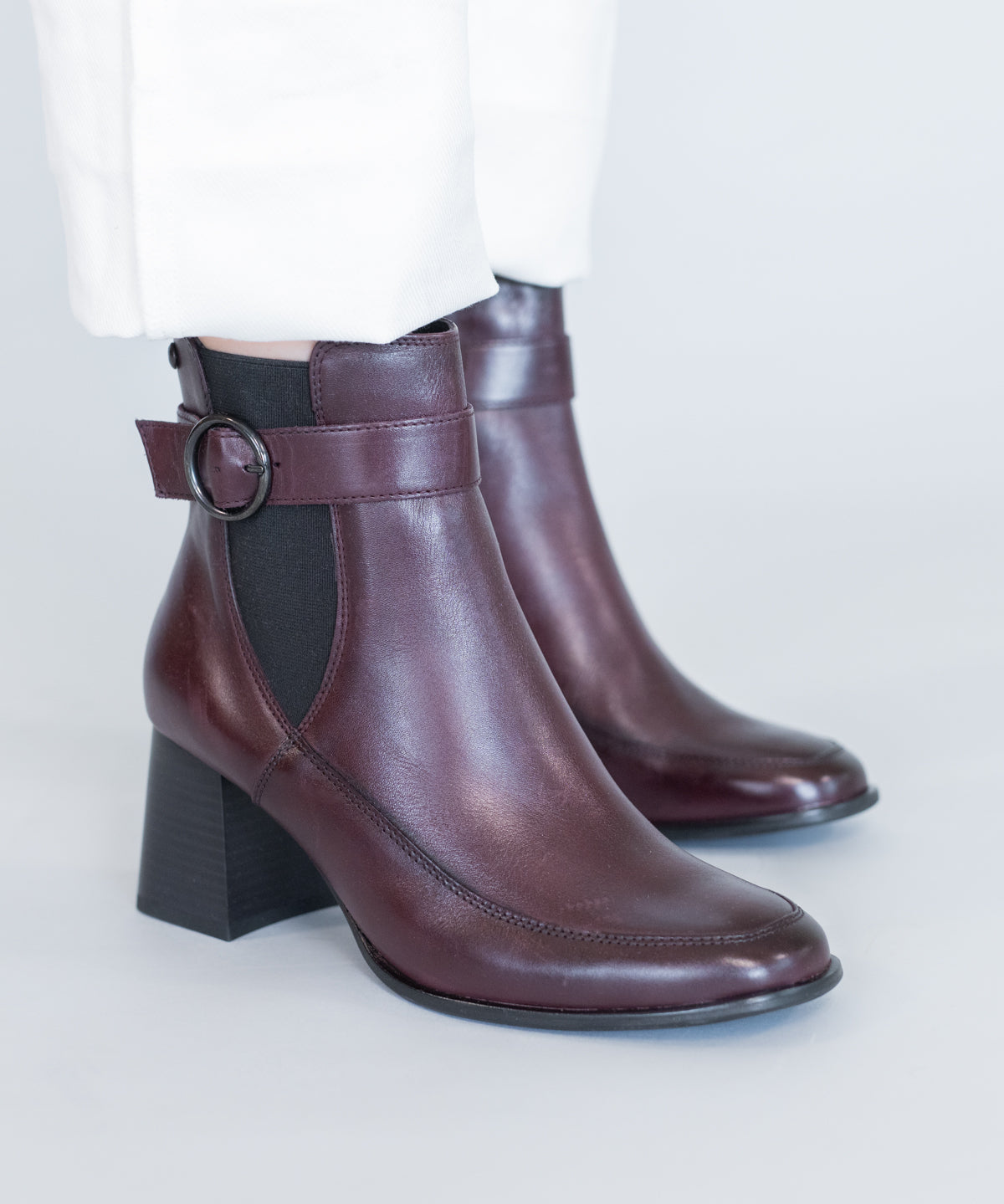 Botin Cuero Mujer Denhall Rojo