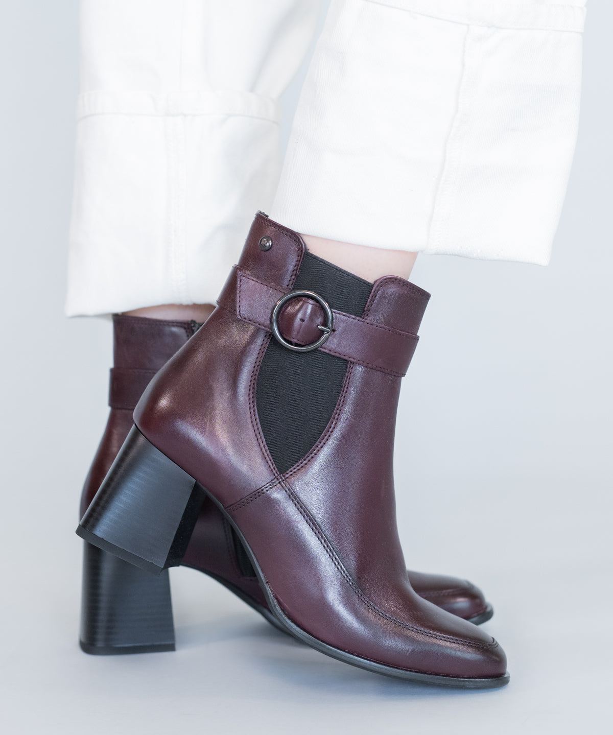 Botin Cuero Mujer Denhall Rojo