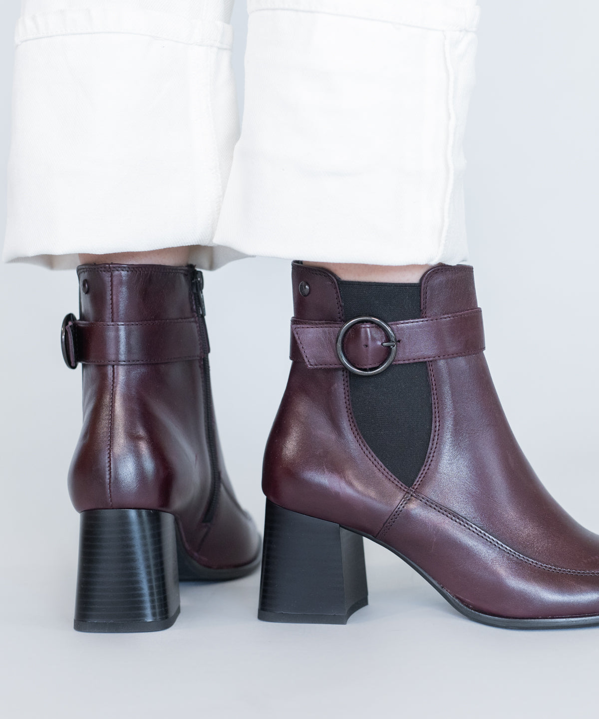 Botin Cuero Mujer Denhall Rojo