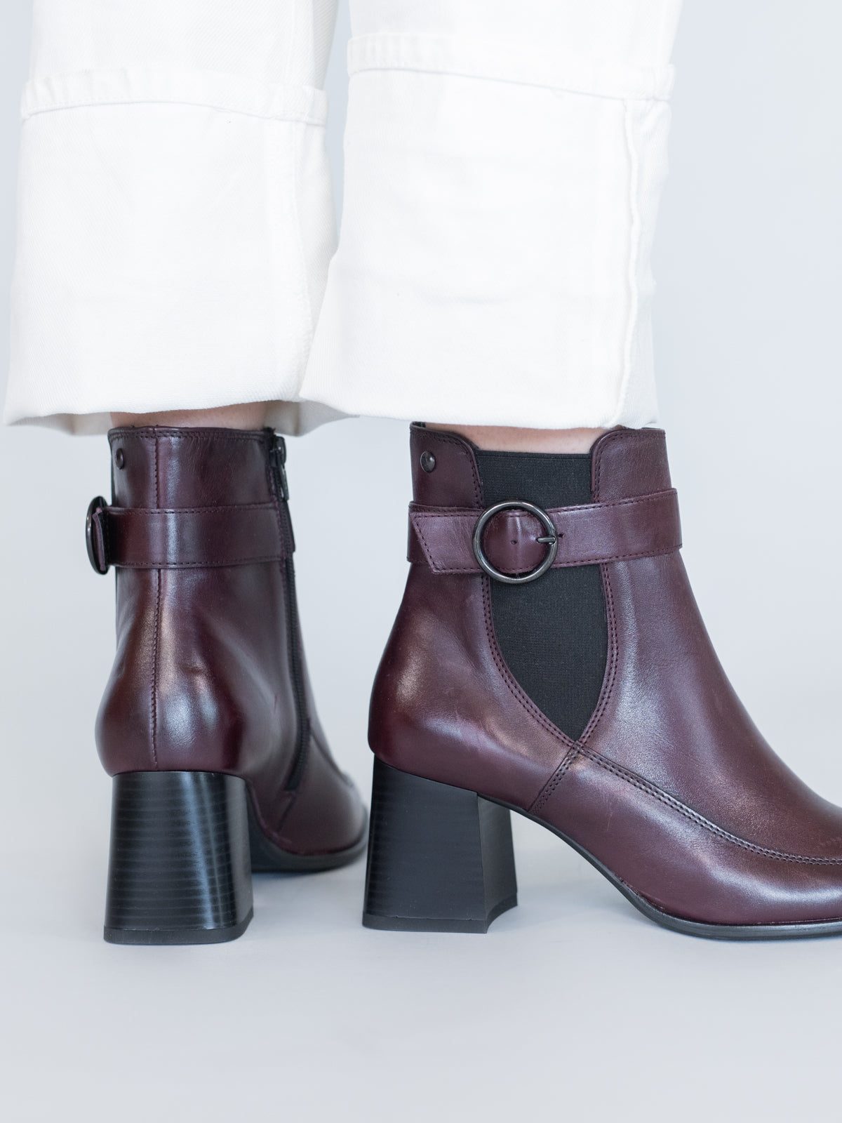 Botin Cuero Mujer Denhall Rojo