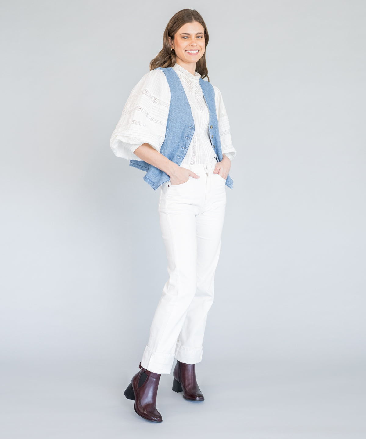 Botin Cuero Mujer Denhall Rojo