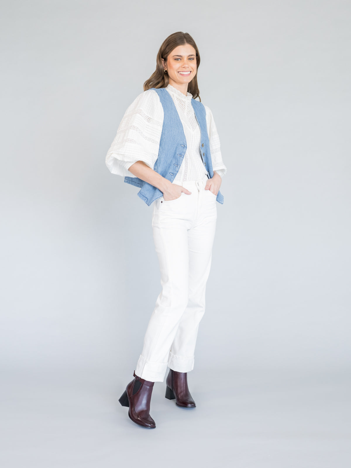 Botin Cuero Mujer Denhall Rojo