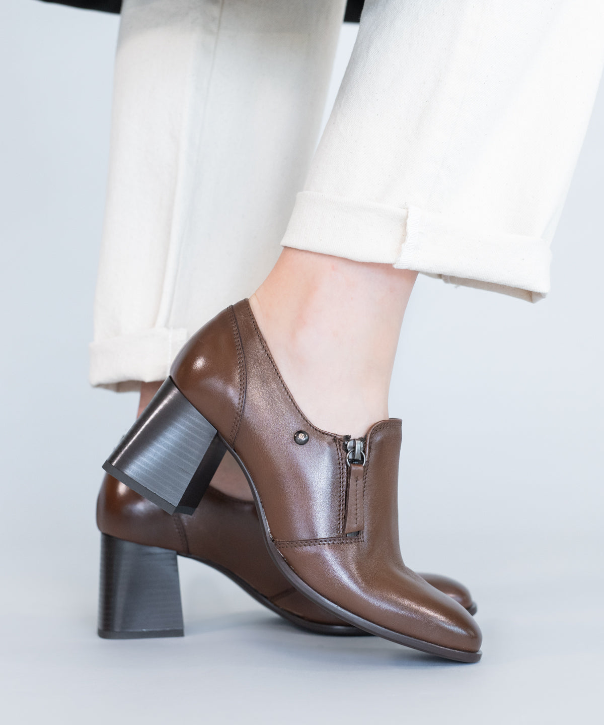 Zapato Cuero Mujer Pomell Café