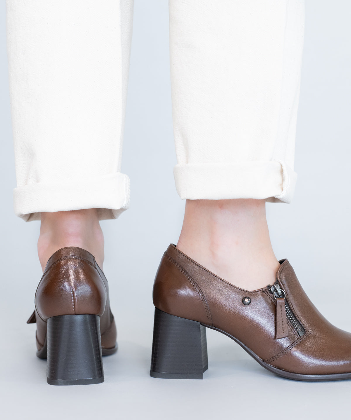 Zapato Cuero Mujer Pomell Café