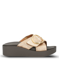 Sandalia Cuero Mujer Gise Dorado | Hush Puppies
