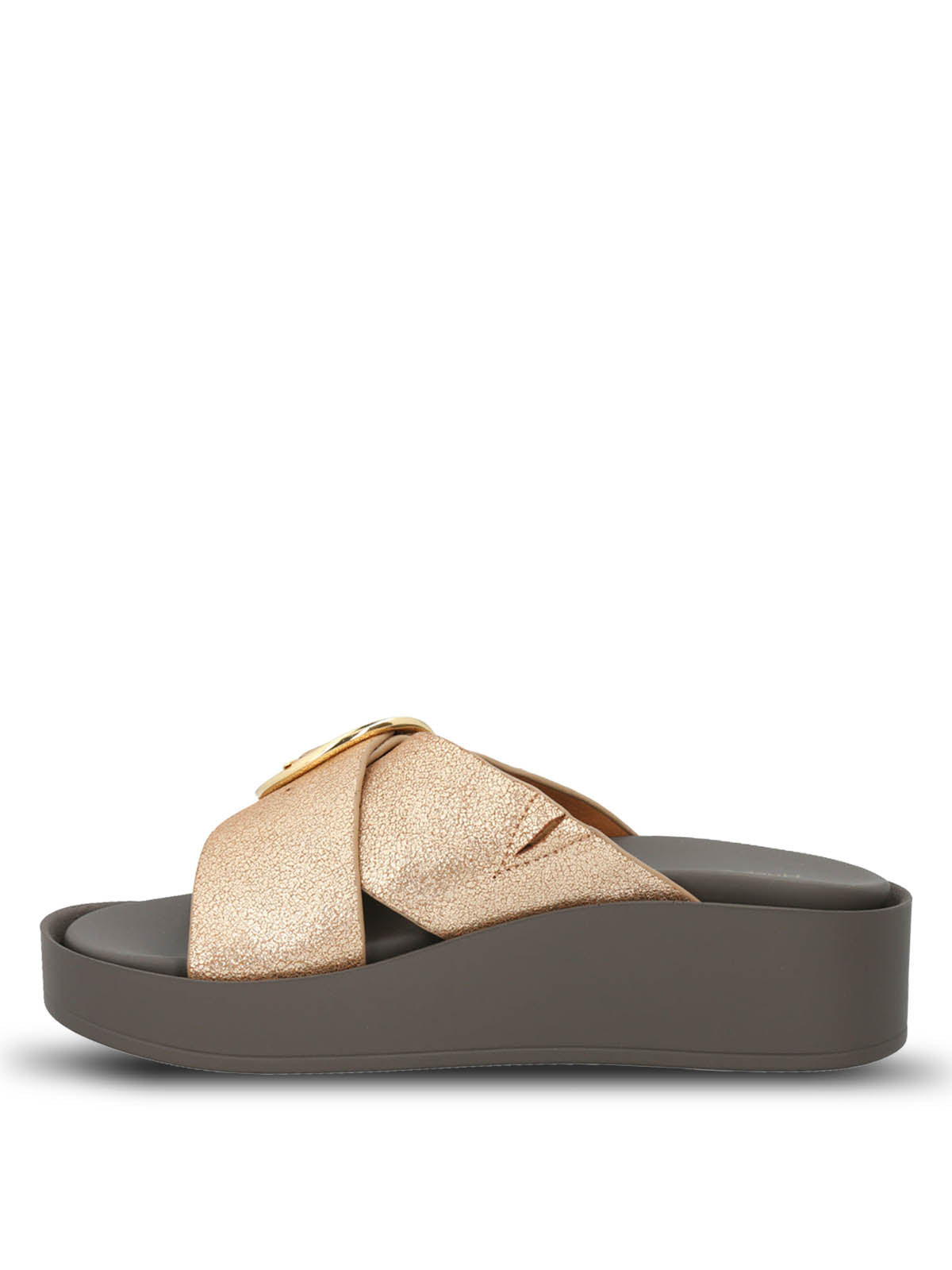 Sandalia Cuero Mujer Gise Dorado | Hush Puppies