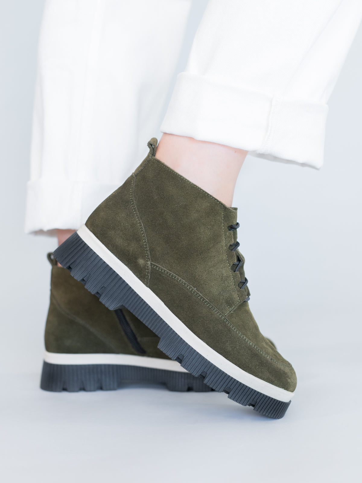 Botin Cuero Mujer Ruffen Verde
