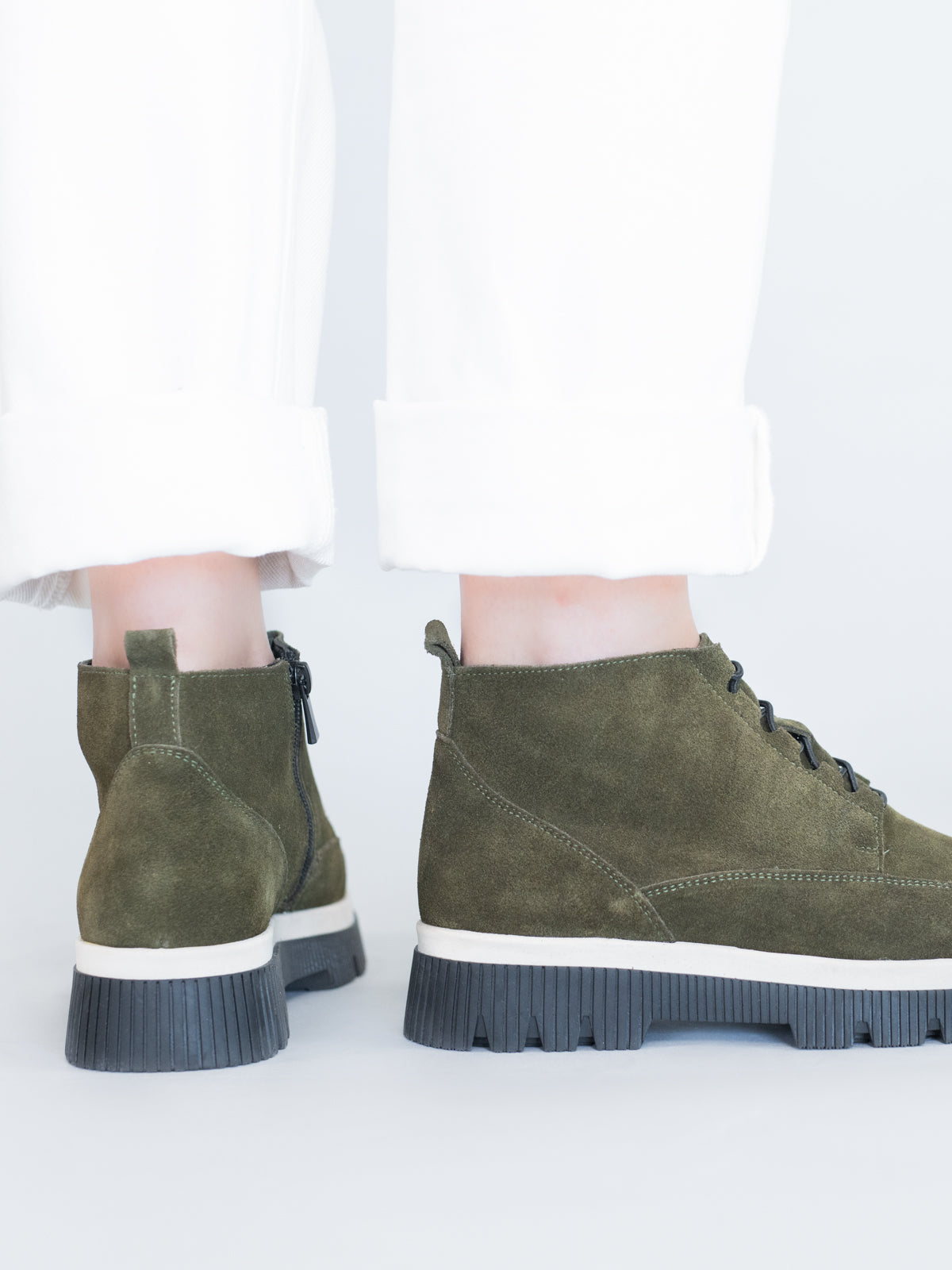 Botin Cuero Mujer Ruffen Verde